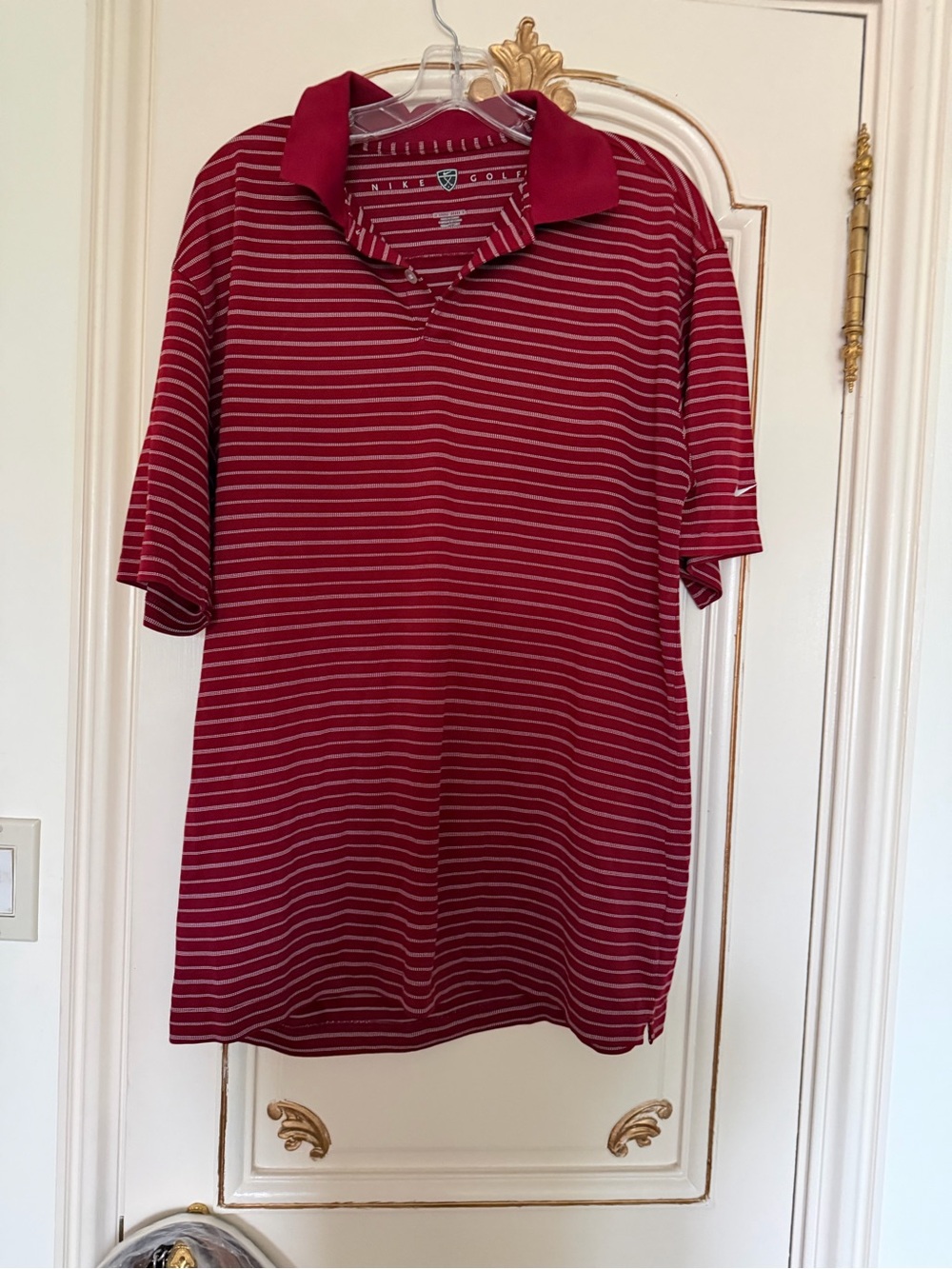 Nike golf Men’s Red Striped Polo Shirt size L